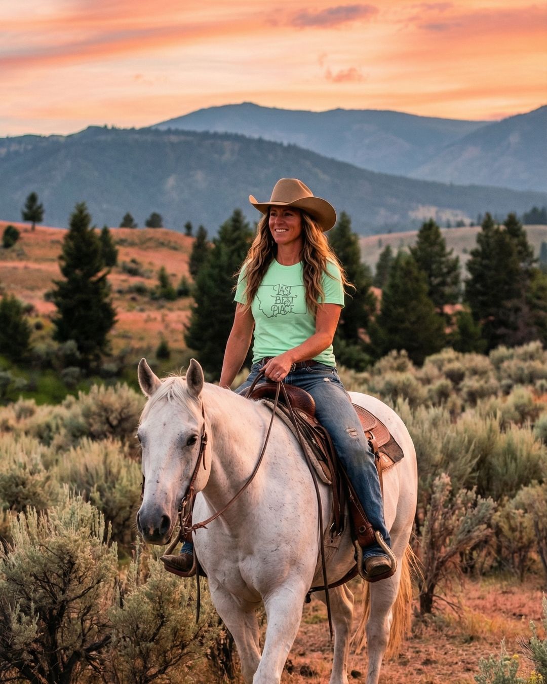 Montana Northern Lights Green-Dyed Women's Tee | Last Best Place